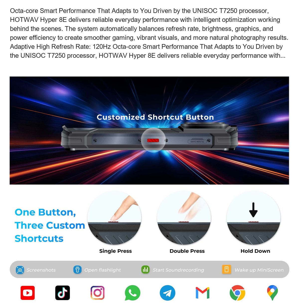 Octa-core Smart Performance That Adapts to You Driven by the UNISOC T7250 processor, HOTWAV Hyper 8E delivers reliable everyday pe - view 53