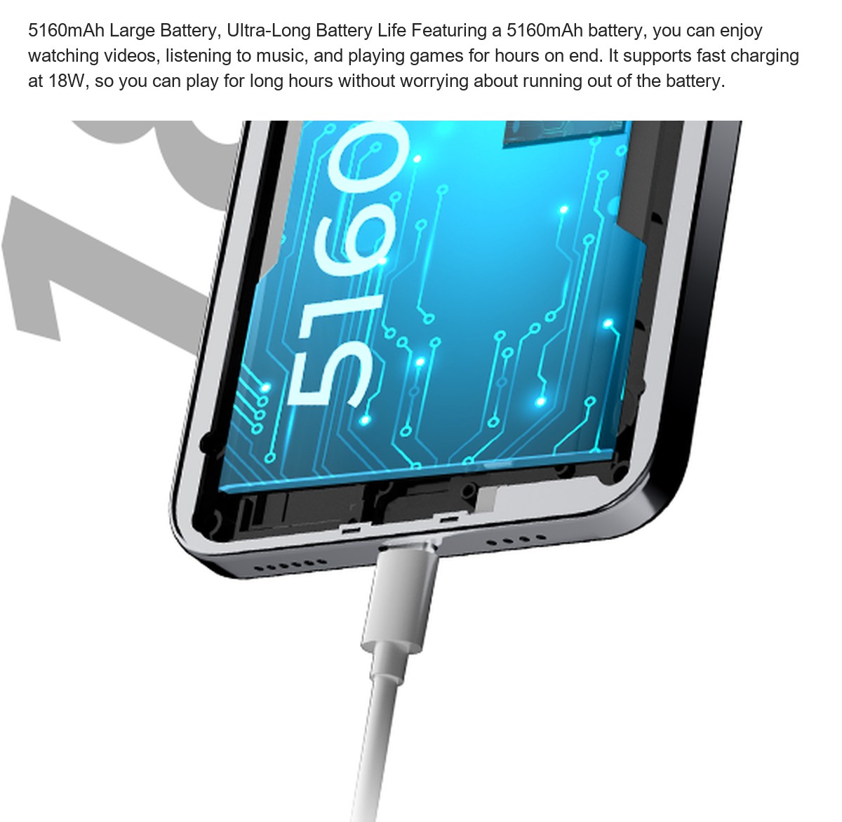 5160mAh Large Battery, Ultra-Long Battery Life Featuring a 5160mAh battery, you can enjoy watching videos, listening to music, and - view 56