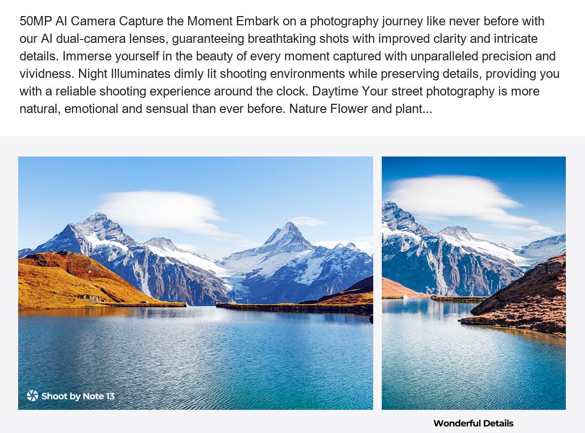 50MP AI Camera Capture the Moment Embark on a photography journey like never before with our AI dual-camera lenses, guaranteeing b - view 35