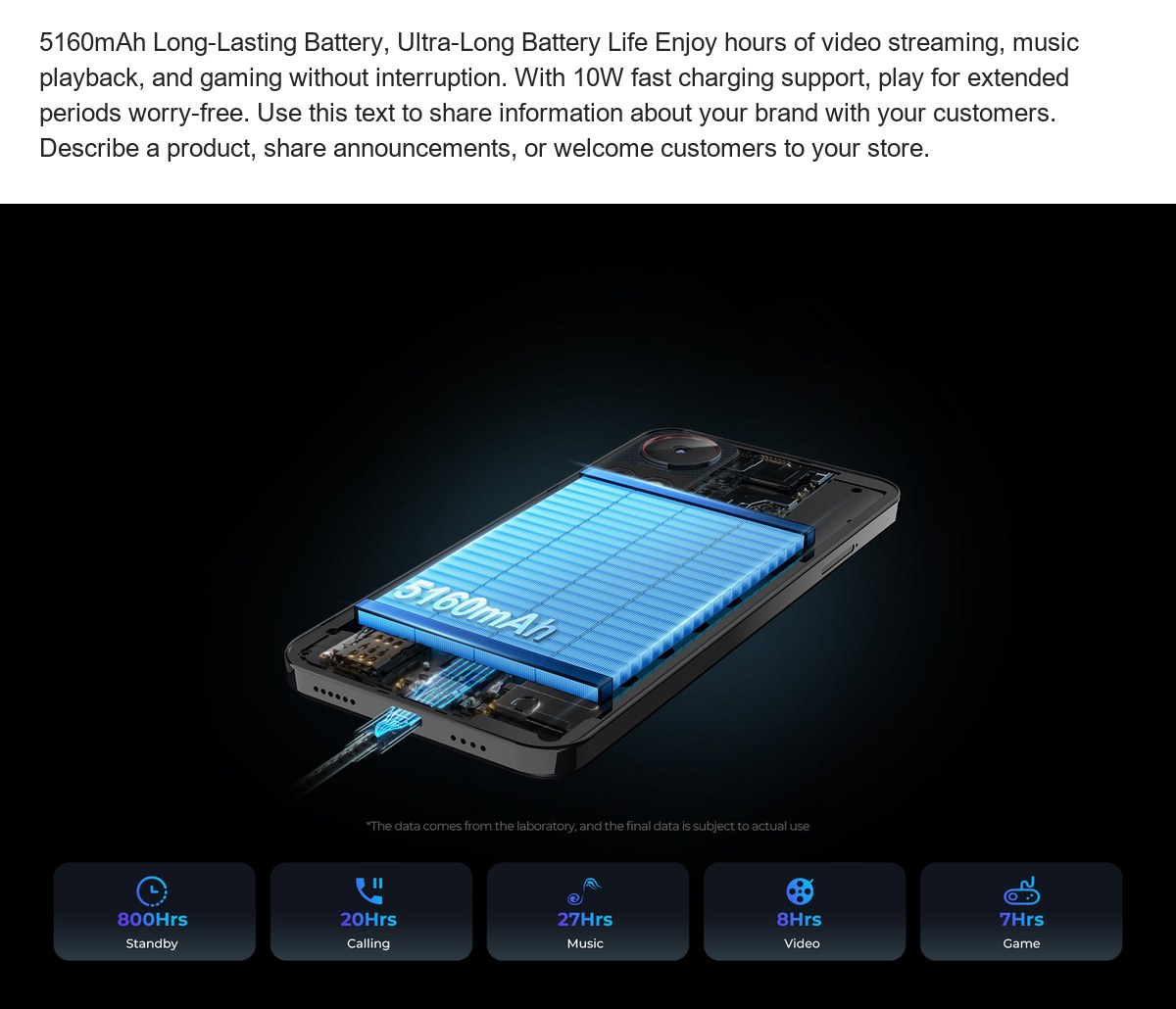 5160mAh Long-Lasting Battery, Ultra-Long Battery Life Enjoy hours of video streaming, music playback, and gaming without interrupt - view 48