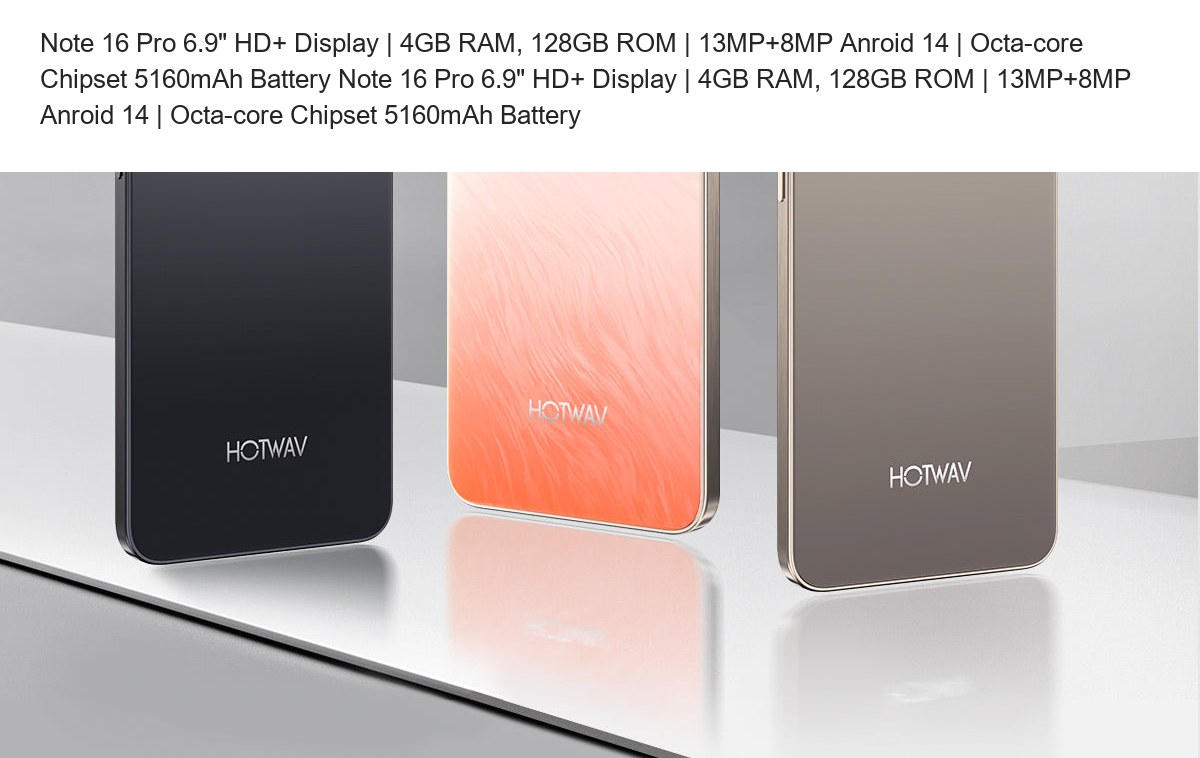 Note 16 Pro 6.9" HD+ Display | 4GB RAM, 128GB ROM | 13MP+8MP Anroid 14 | Octa-core Chipset 5160mAh Battery - view 3