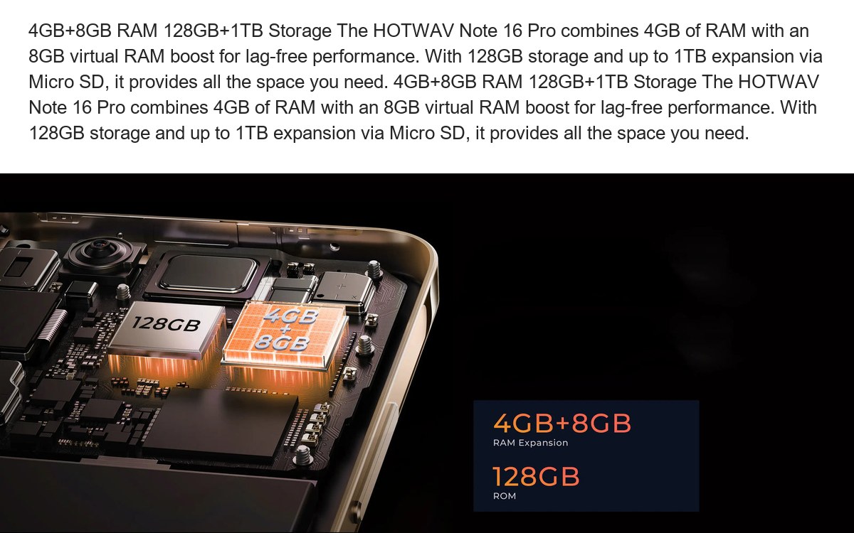 Android 14 Smarter Tech, Effortless Experience The HOTWAV Note 16 Pro is powered by Android 14, delivering a fluid and intuitive u - view 18