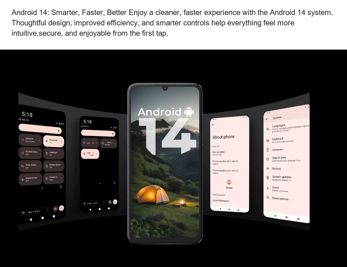 Android 14: Smarter, Faster, Better Enjoy a cleaner, faster experience with the Android 14 system. Thoughtful design, improved eff - view 18