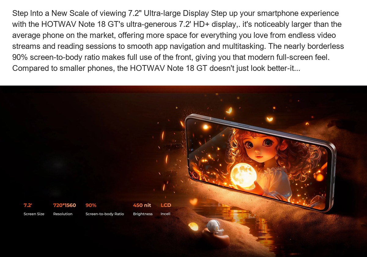 HOTWAV Note 18GT 7.2" Incell HD+ Display /8GB RAM, 256GB ROM /Octa-cora Processor /6200mAH Large Battery/ 20W Fast Charge/48MP+8MP - view 5