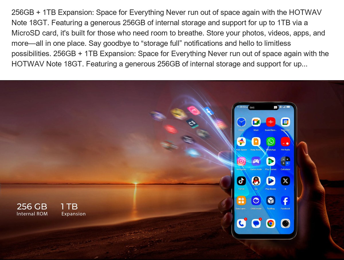 HOTWAV Note 18GT 7.2" Incell HD+ Display /8GB RAM, 256GB ROM /Octa-cora Processor /6200mAH Large Battery/ 20W Fast Charge/48MP+8MP - view 11