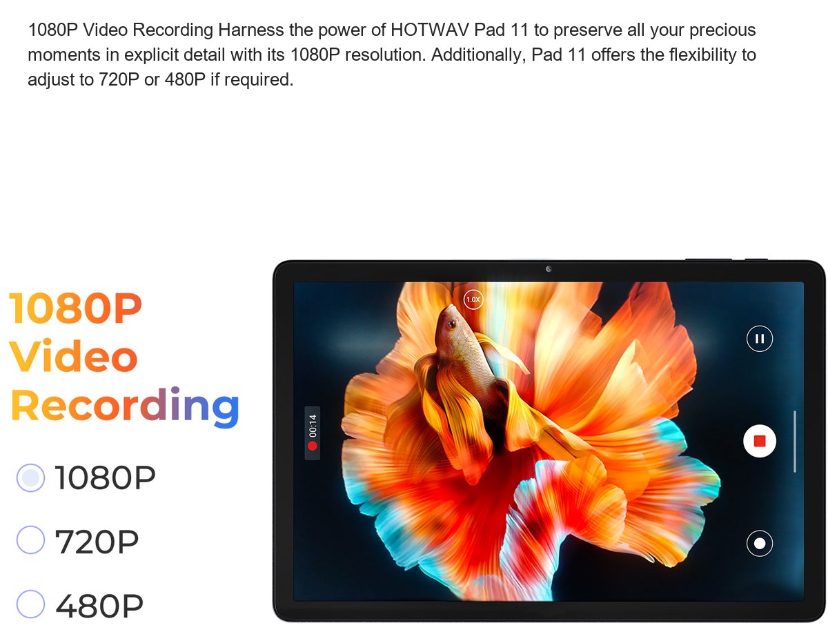 1080P Video Recording Harness the power of HOTWAV Pad 11 to preserve all your precious moments in explicit detail with its 1080P r - view 45