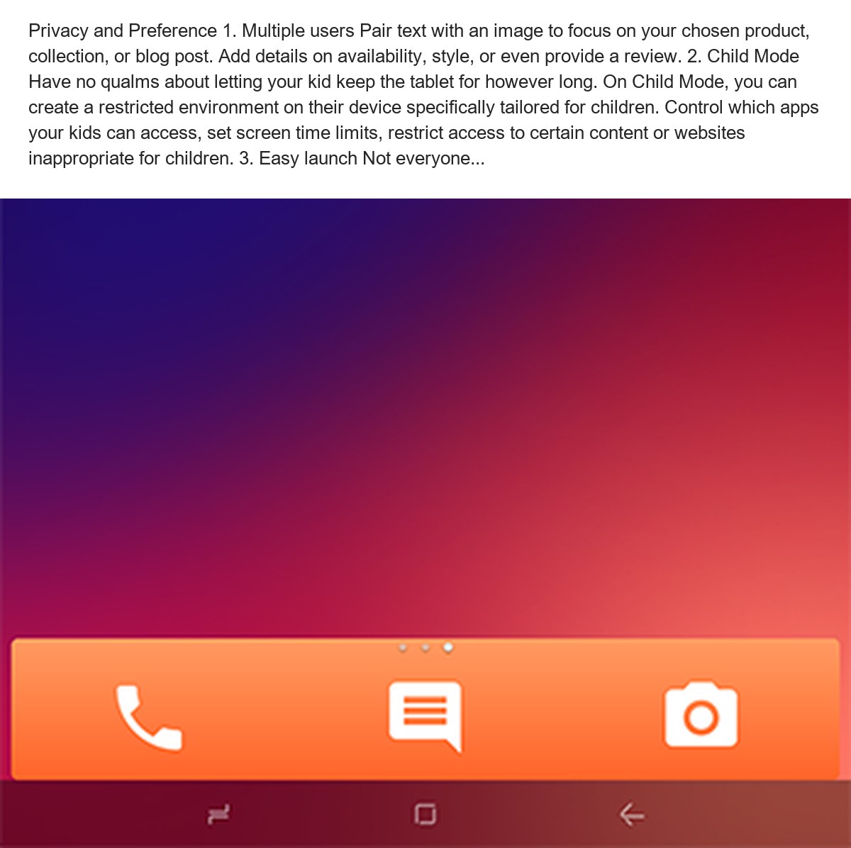 Privacy and Preference 1. Multiple users Pair text with an image to focus on your chosen product, collection, or blog post. Add de - view 74