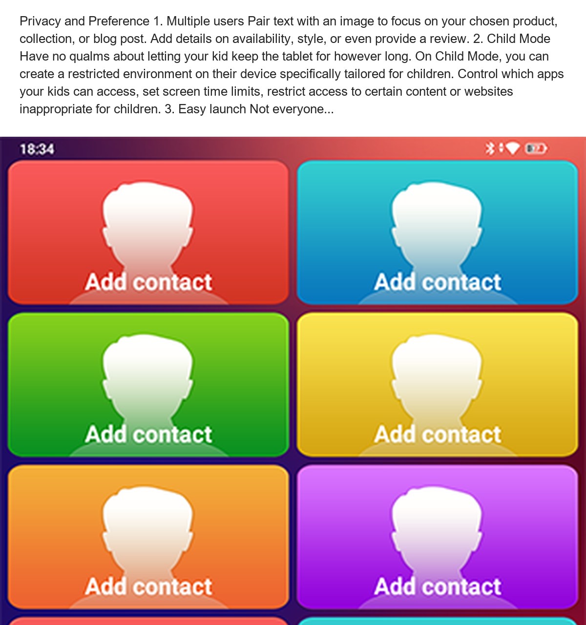 Privacy and Preference 1. Multiple users Pair text with an image to focus on your chosen product, collection, or blog post. Add de - view 77