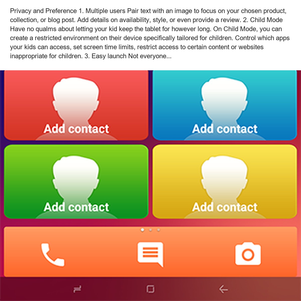 Privacy and Preference 1. Multiple users Pair text with an image to focus on your chosen product, collection, or blog post. Add de - view 78