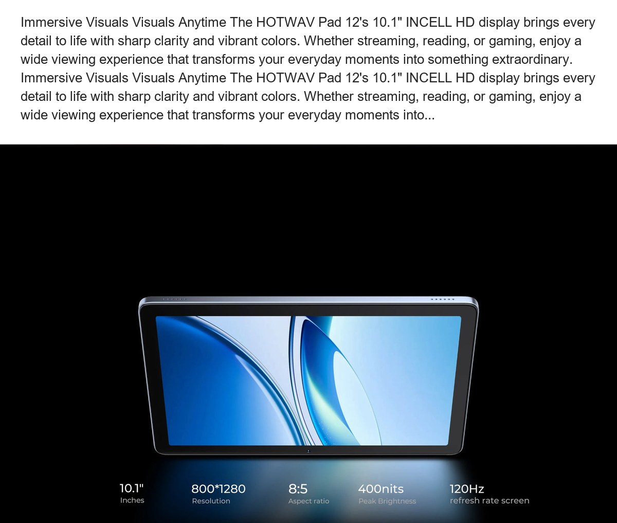HOTWAV Pad 12 smart tablets feature illustration 4