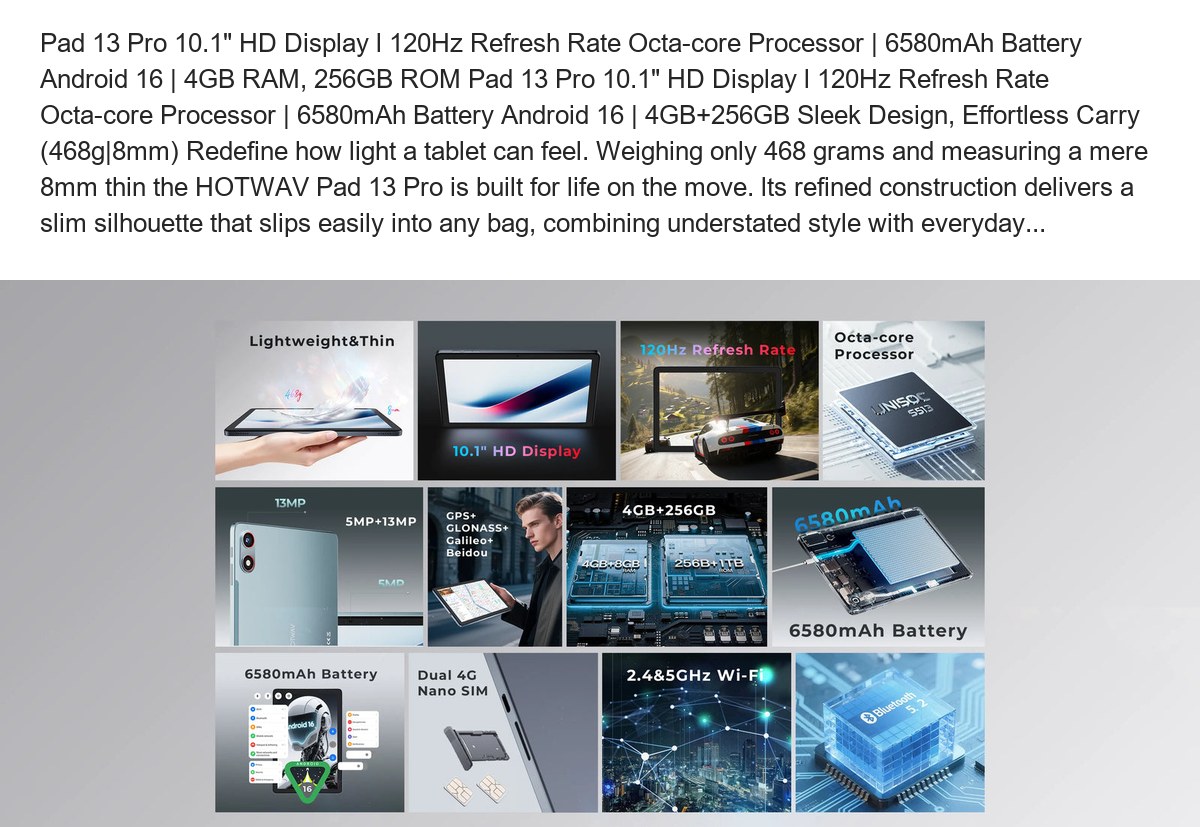 Pad 13 Pro 10.1" HD Display l 120Hz Refresh Rate Octa-core Processor | 6580mAh Battery Android 16 | 4GB RAM, 256GB ROM Pad 13 Pro - view 2