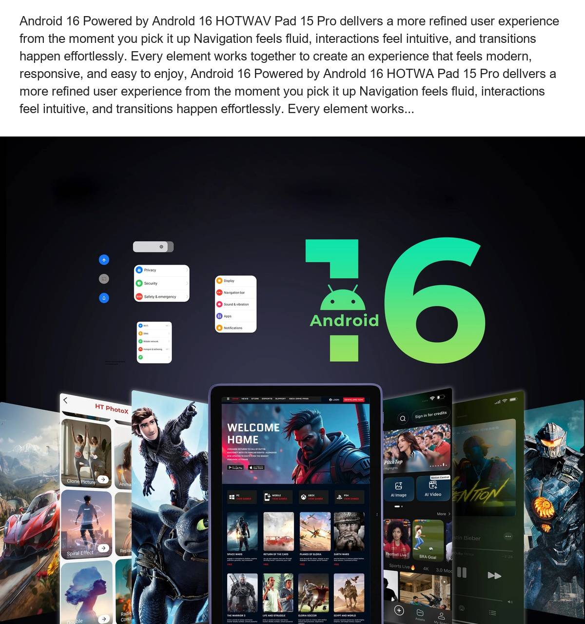 Android 16 Powered by Androld 16 HOTWAV Pad 15 Pro dellvers a more refined user experience from the moment you pick it up Navigati - view 39