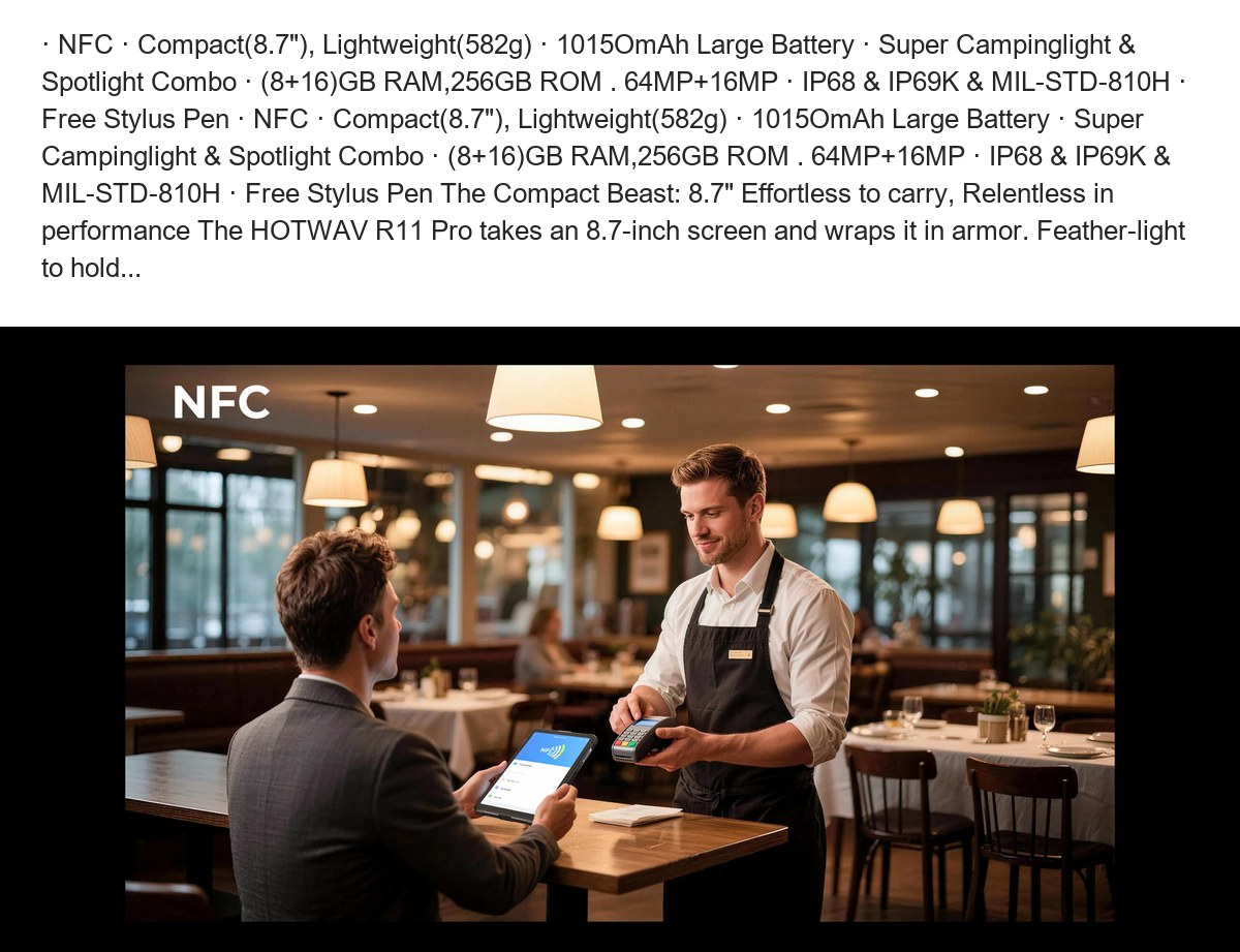 · NFC · Compact(8.7"), Lightweight(582g) · 1015OmAh Large Battery · Super Campinglight & Spotlight Combo · (8+16)GB RAM,256GB ROM - view 27