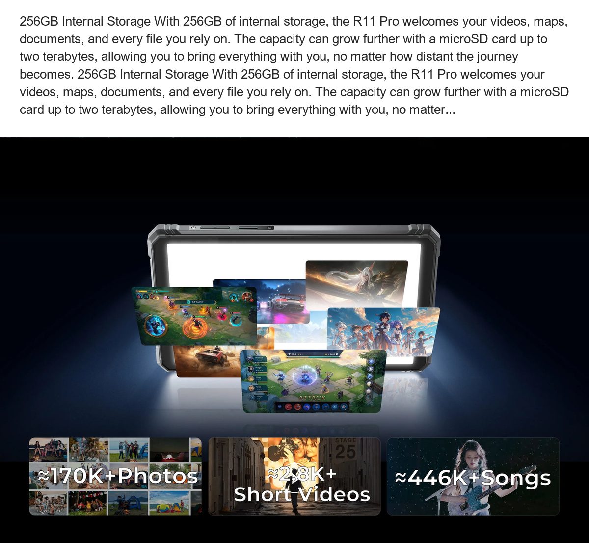 8GB RAM with 16GB Expansion for Seamless Multitasking 8GB of RAM, supported by an additional 16GB of expansion, gives the R11 Pro - view 29