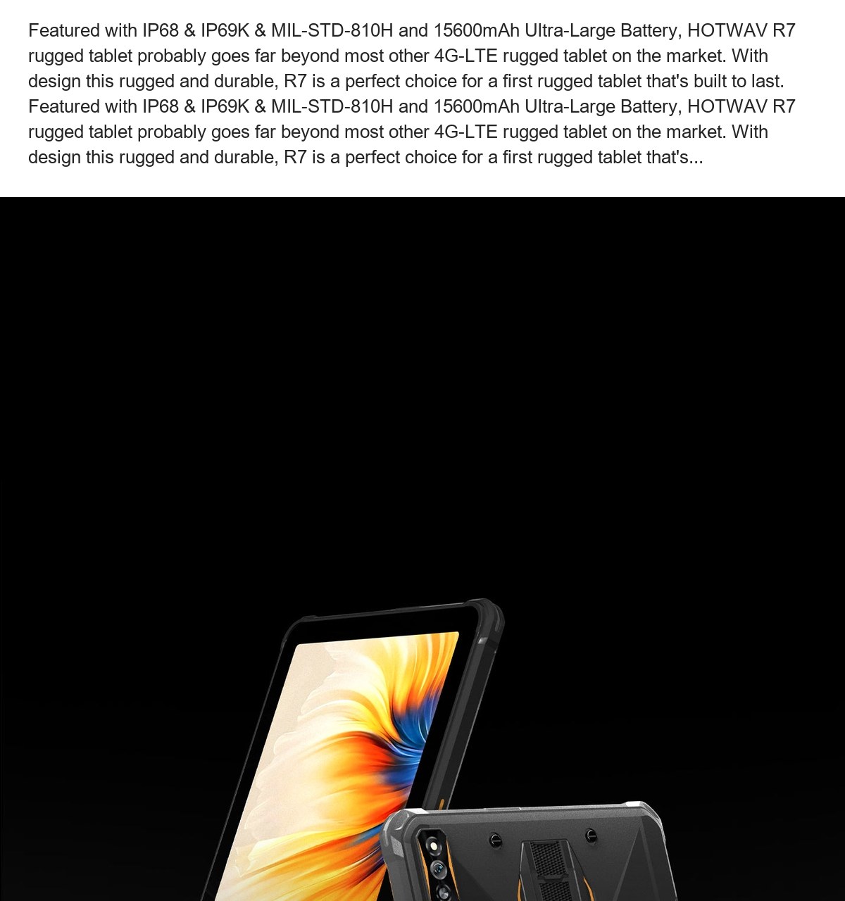 Featured with IP68 & IP69K & MIL-STD-810H and 15600mAh Ultra-Large Battery, HOTWAV R7 rugged tablet probably goes far beyond most - view 26