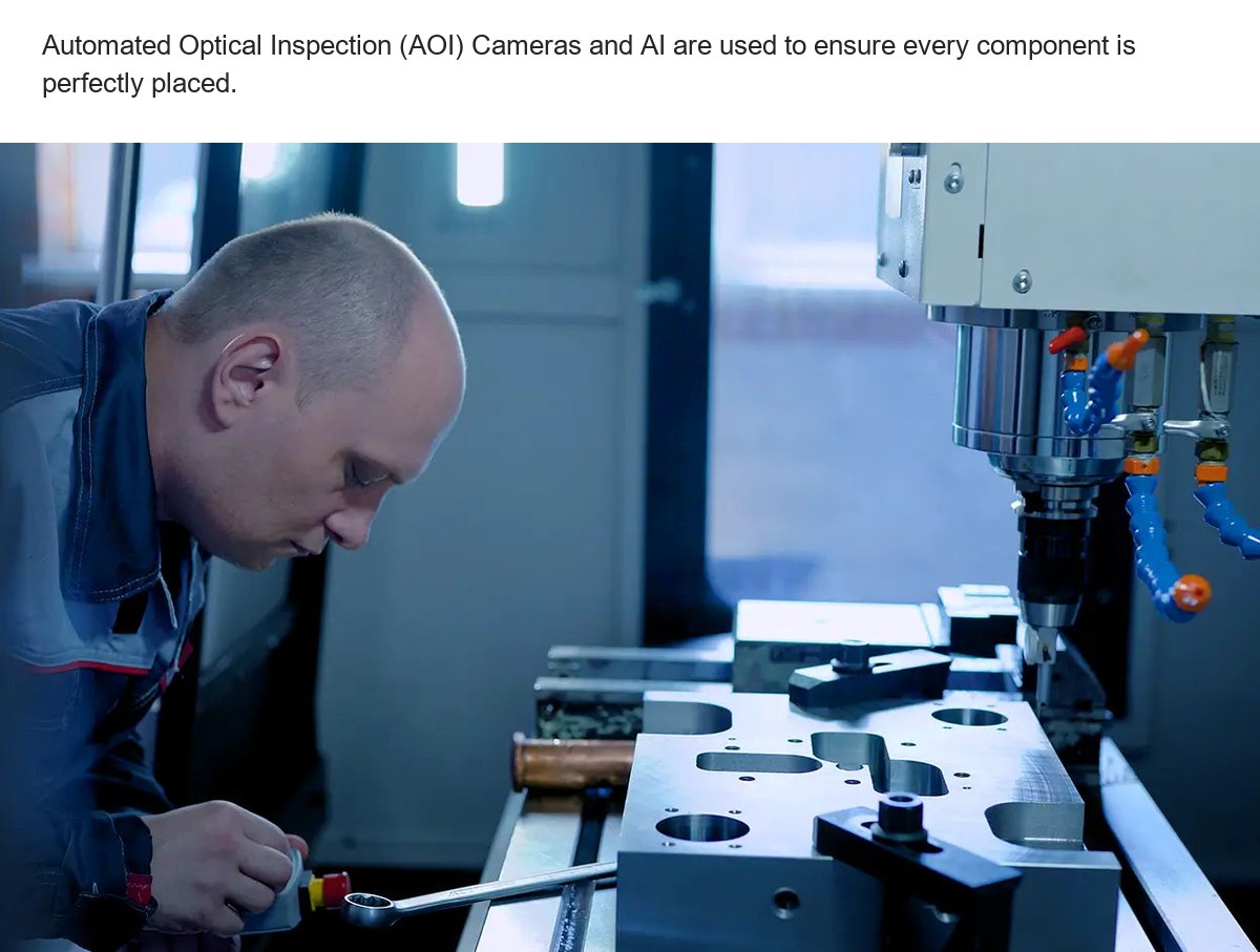 Automated Optical Inspection (AOI) Cameras and AI are used to ensure every component is perfectly placed. Hybrid Assembly Lines Ro - view 27