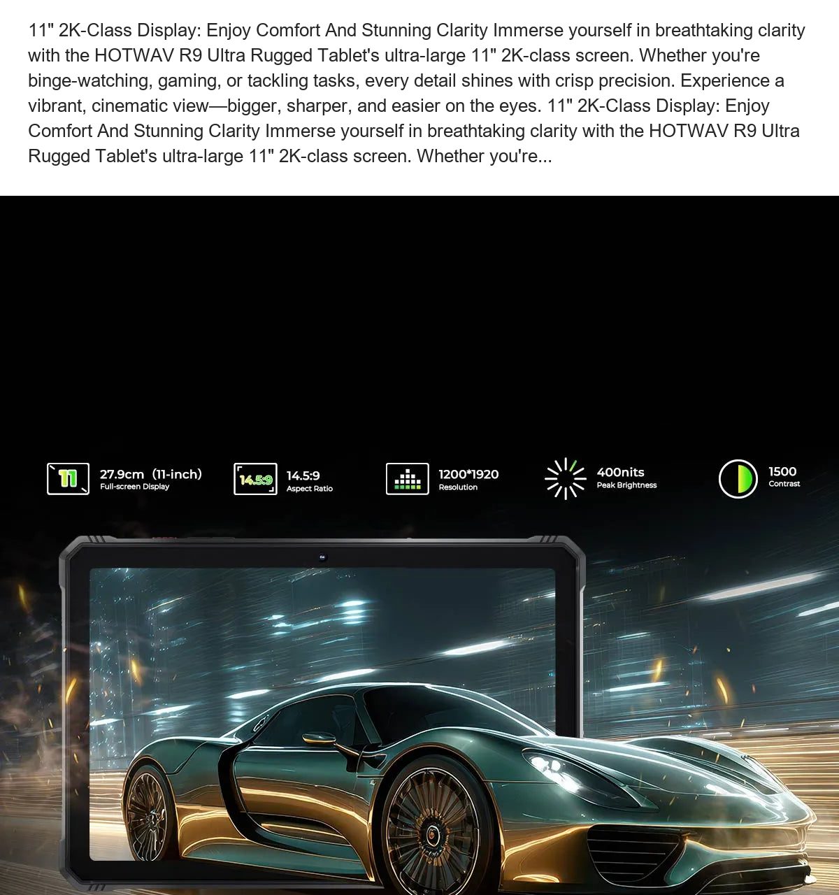 11" 2K-Class Display: Enjoy Comfort And Stunning Clarity Immerse yourself in breathtaking clarity with the HOTWAV R9 Ultra Rugged - view 20