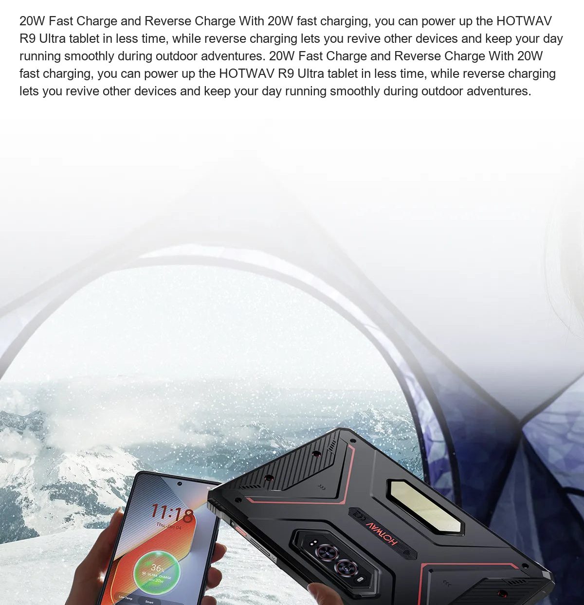 Massive 20,080mAh Battery Keeps You Going for More Than 120 Days The HOTWAV R9 Ultra is built to be your reliable partner on any j - view 68