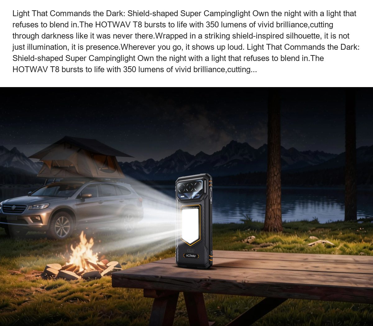 Light That Commands the Dark: Shield-shaped Super Campinglight Own the night with a light that refuses to blend in.The HOTWAV T8 b - view 17