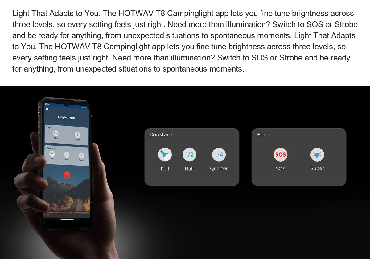 Light That Commands the Dark: Shield-shaped Super Campinglight Own the night with a light that refuses to blend in.The HOTWAV T8 b - view 18