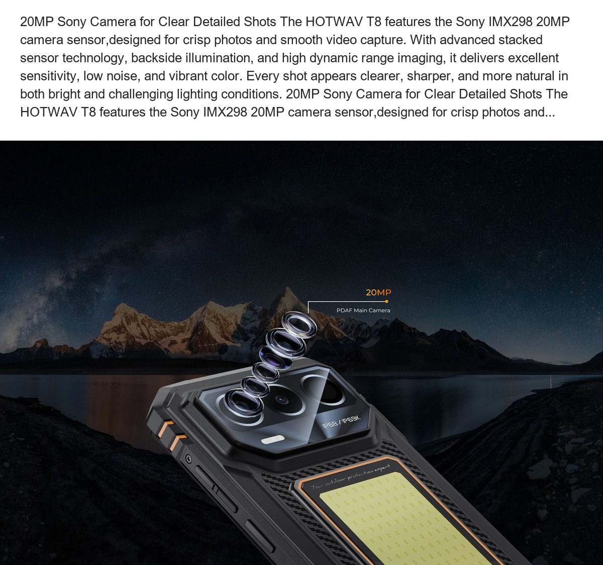 20MP Sony Camera for Clear Detailed Shots The HOTWAV T8 features the Sony IMX298 20MP camera sensor,designed for crisp photos and - view 21