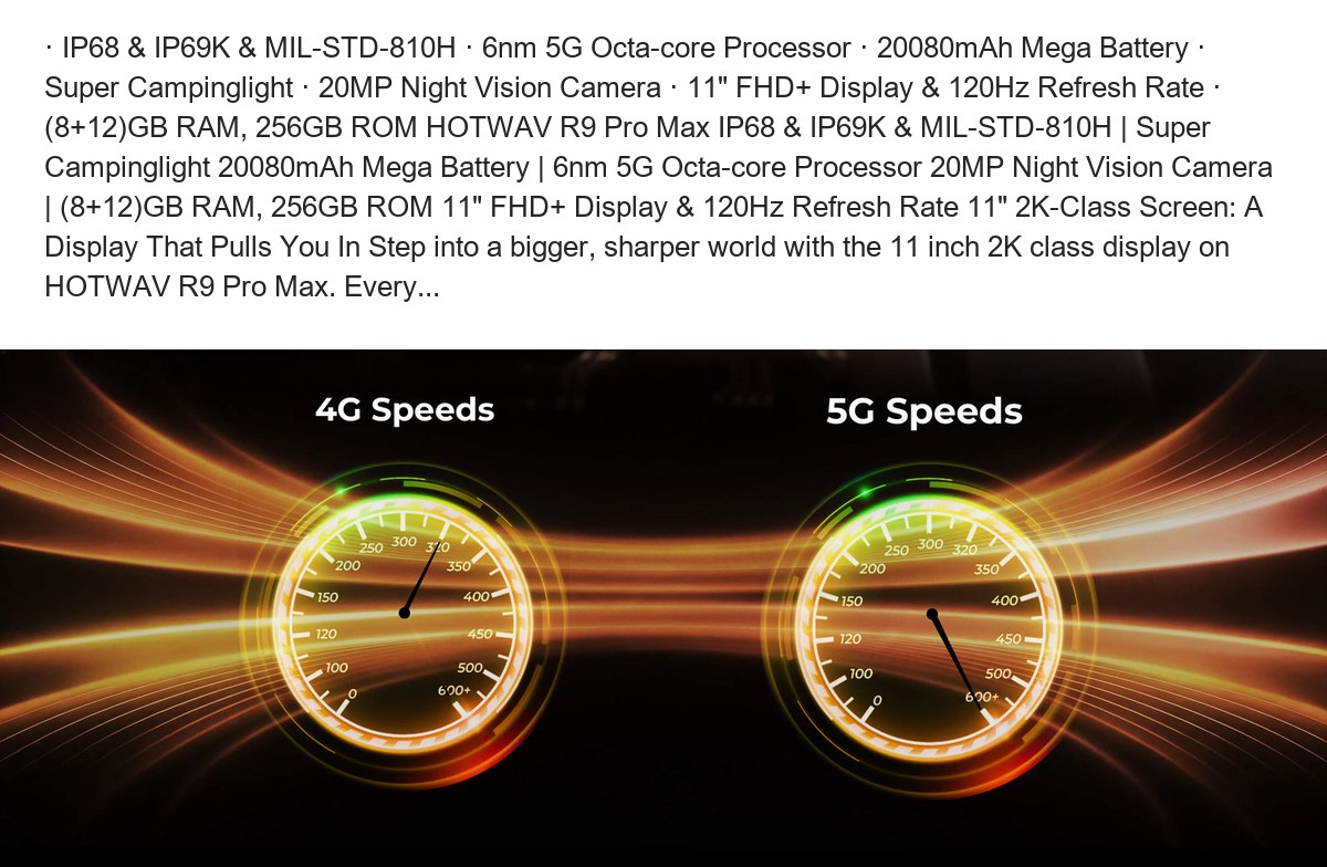 · IP68 & IP69K & MIL-STD-810H · 6nm 5G Octa-core Processor · 20080mAh Mega Battery · Super Campinglight · 20MP Night Vision Camera - view 8
