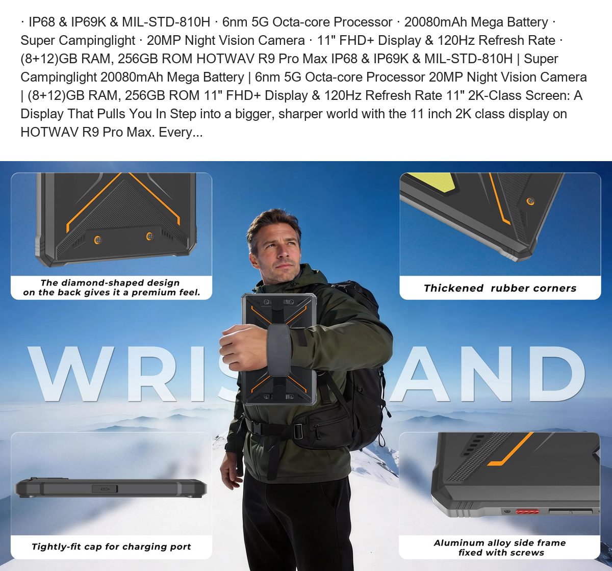 · IP68 & IP69K & MIL-STD-810H · 6nm 5G Octa-core Processor · 20080mAh Mega Battery · Super Campinglight · 20MP Night Vision Camera - view 12
