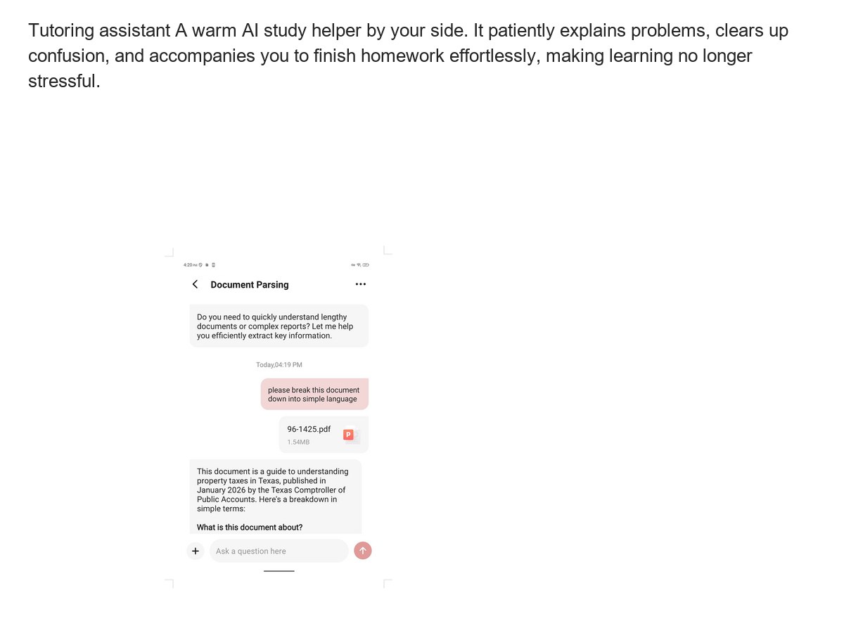 Tutoring assistant A warm AI study helper by your side. It patiently explains problems, clears up confusion, and accompanies you t - view 33