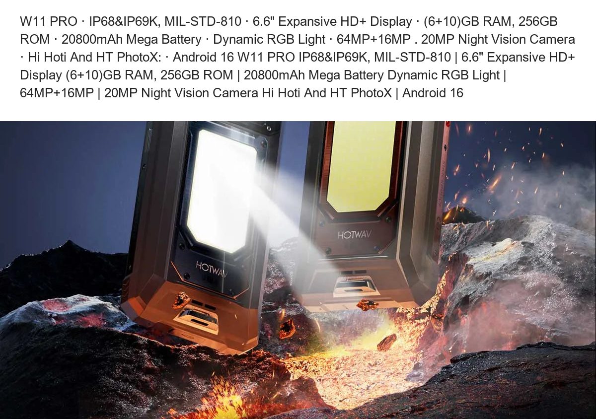 W11 PRO · IP68&IP69K, MIL-STD-810 · 6.6" Expansive HD+ Display · (6+10)GB RAM, 256GB ROM · 20800mAh Mega Battery · Dynamic RGB Lig - view 3