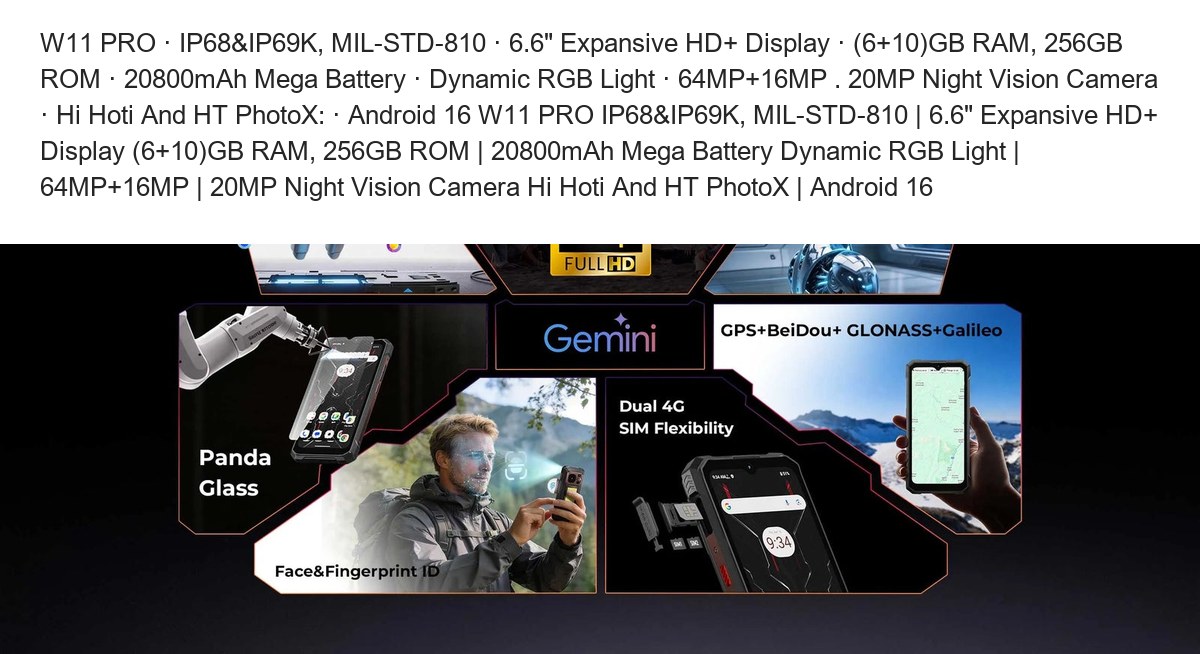 W11 PRO · IP68&IP69K, MIL-STD-810 · 6.6" Expansive HD+ Display · (6+10)GB RAM, 256GB ROM · 20800mAh Mega Battery · Dynamic RGB Lig - view 5