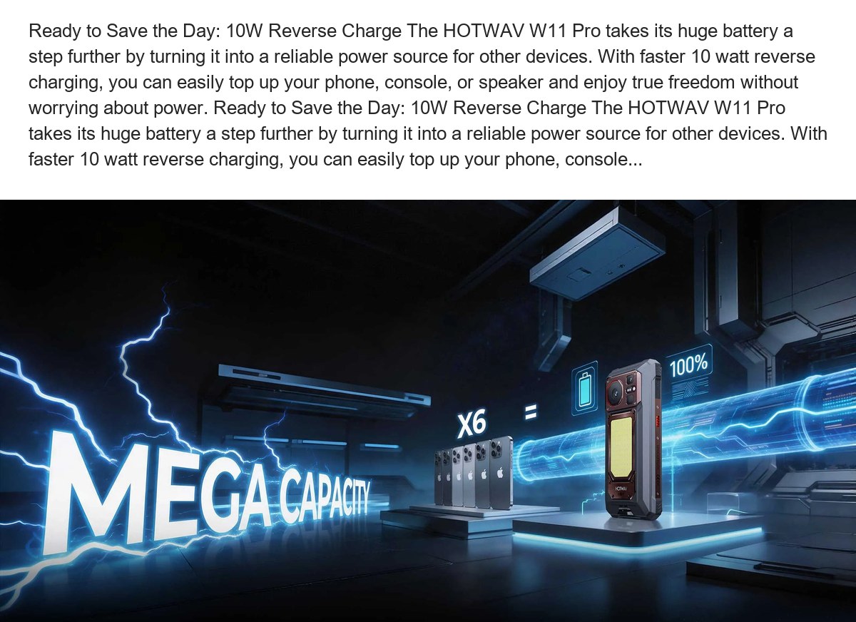 Ready to Save the Day: 10W Reverse Charge The HOTWAV W11 Pro takes its huge battery a step further by turning it into a reliable p - view 23