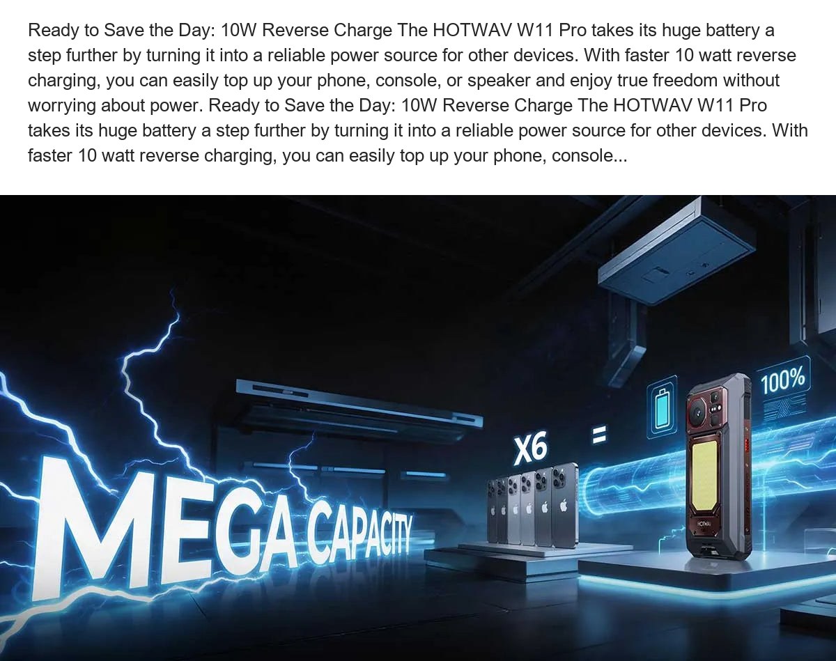 Ready to Save the Day: 10W Reverse Charge The HOTWAV W11 Pro takes its huge battery a step further by turning it into a reliable p - view 24