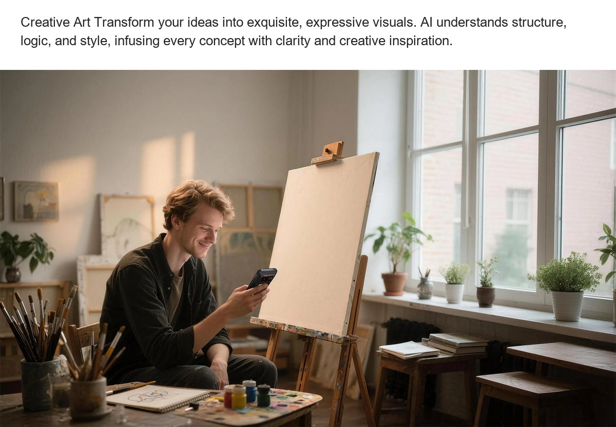 Creative Art Transform your ideas into exquisite, expressive visuals. AI understands structure, logic, and style, infusing every c - view 44