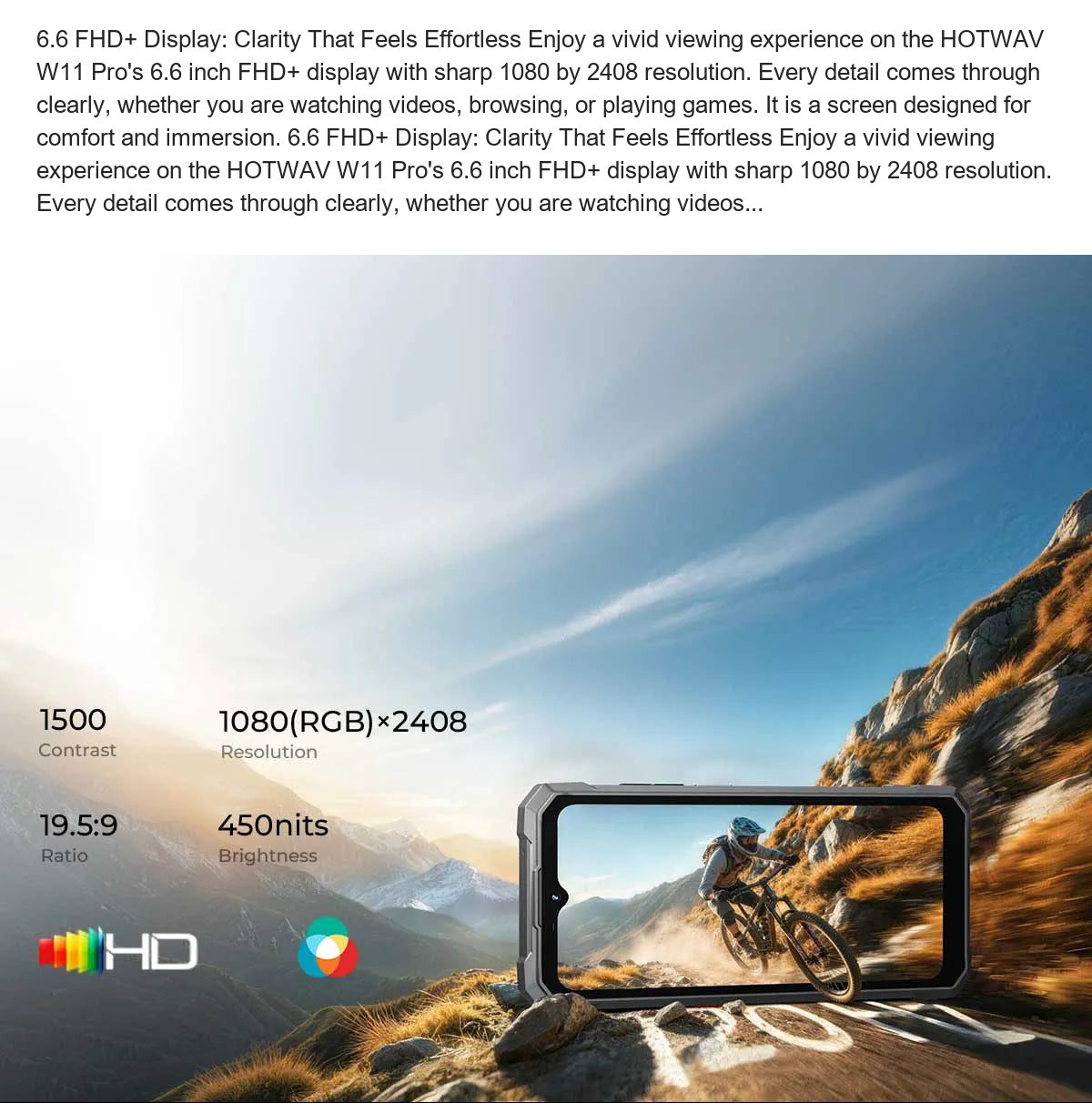 6.6 FHD+ Display: Clarity That Feels Effortless Enjoy a vivid viewing experience on the HOTWAV W11 Pro's 6.6 inch FHD+ display wit - view 66