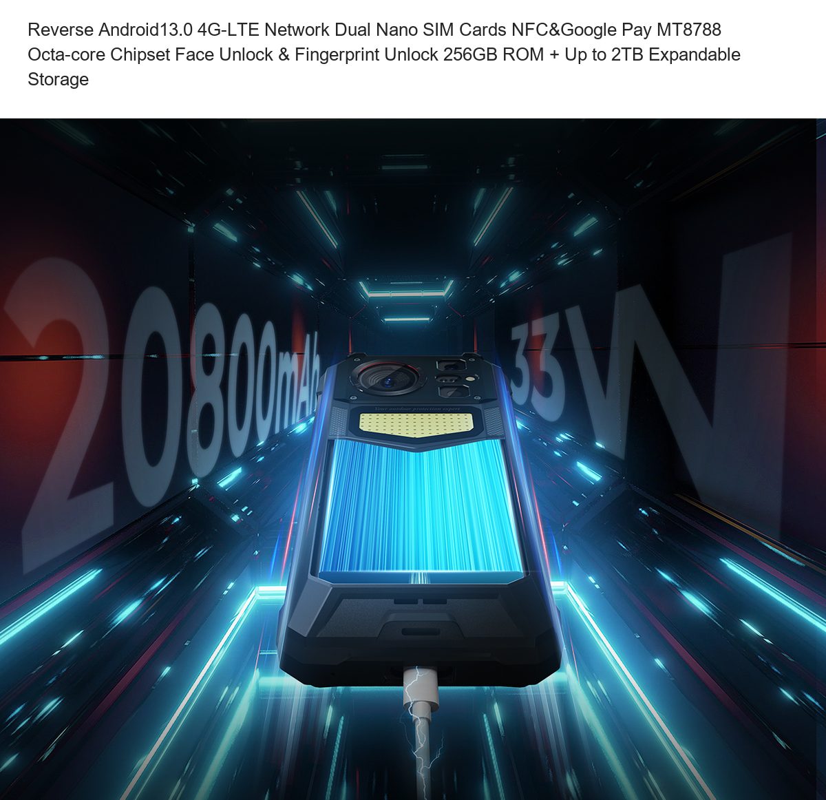 Reverse Android13.0 4G-LTE Network Dual Nano SIM Cards NFC&Google Pay MT8788 Octa-core Chipset Face Unlock & Fingerprint Unlock 25 - view 6