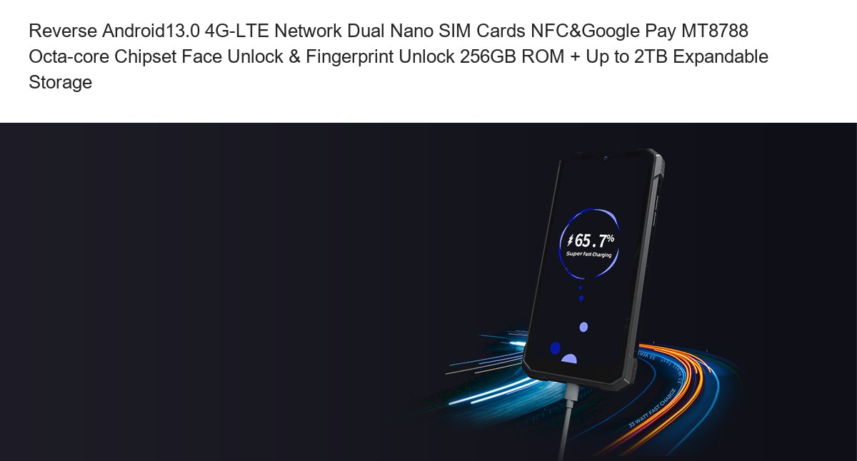 Reverse Android13.0 4G-LTE Network Dual Nano SIM Cards NFC&Google Pay MT8788 Octa-core Chipset Face Unlock & Fingerprint Unlock 25 - view 12