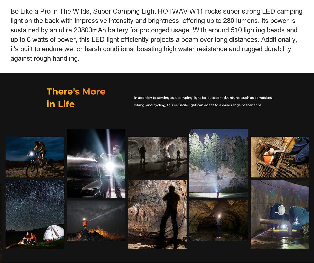 Be Like a Pro in The Wilds, Super Camping Light HOTWAV W11 rocks super strong LED camping light on the back with impressive intens - view 39