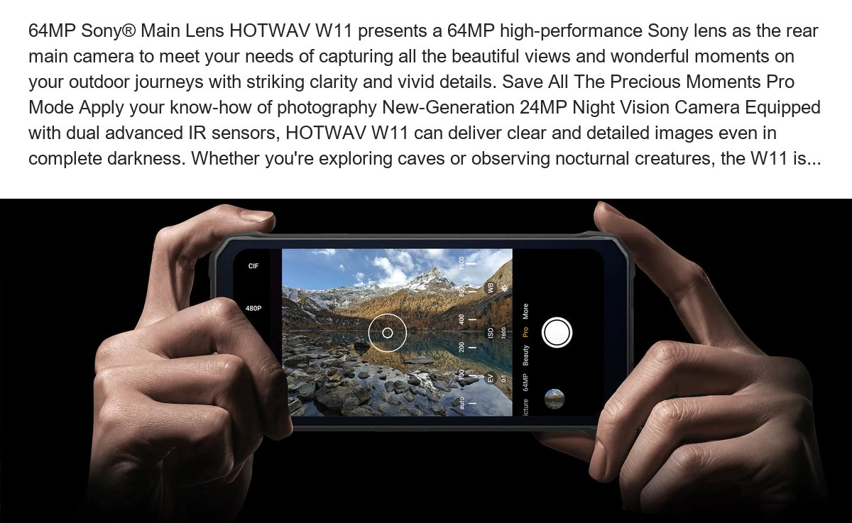 64MP Sony® Main Lens HOTWAV W11 presents a 64MP high-performance Sony lens as the rear main camera to meet your needs of capturing - view 44