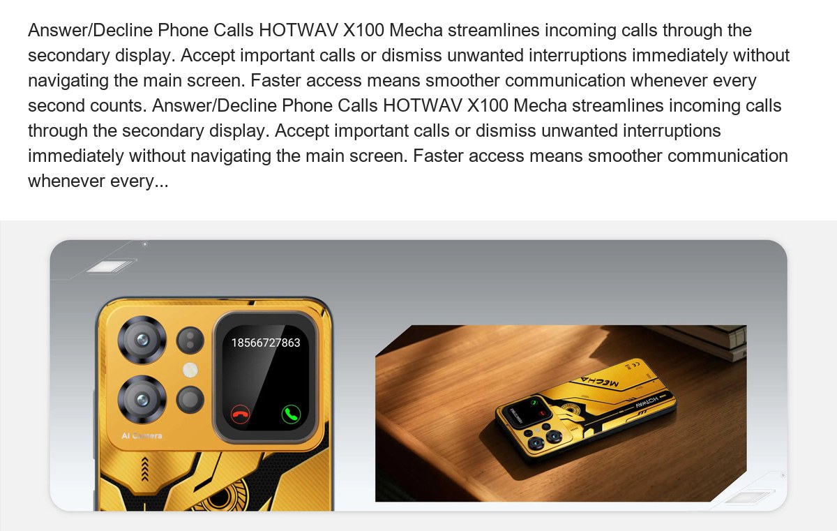 A New Look Whenever You Want It Why settle for a single style when your display can evolve with you? The HOTWAV X100 Mecha offers - view 12