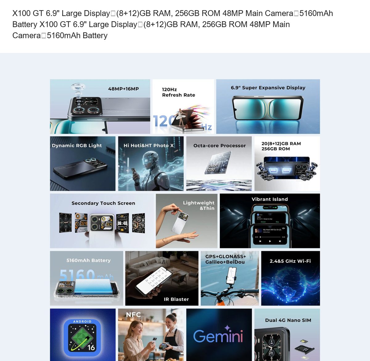 X100 GT 6.9" Large Display丨(8+12)GB RAM, 256GB ROM 48MP Main Camera丨5160mAh Battery X100 GT 6.9" Large Display丨(8+12)GB RAM, 256GB - view 12