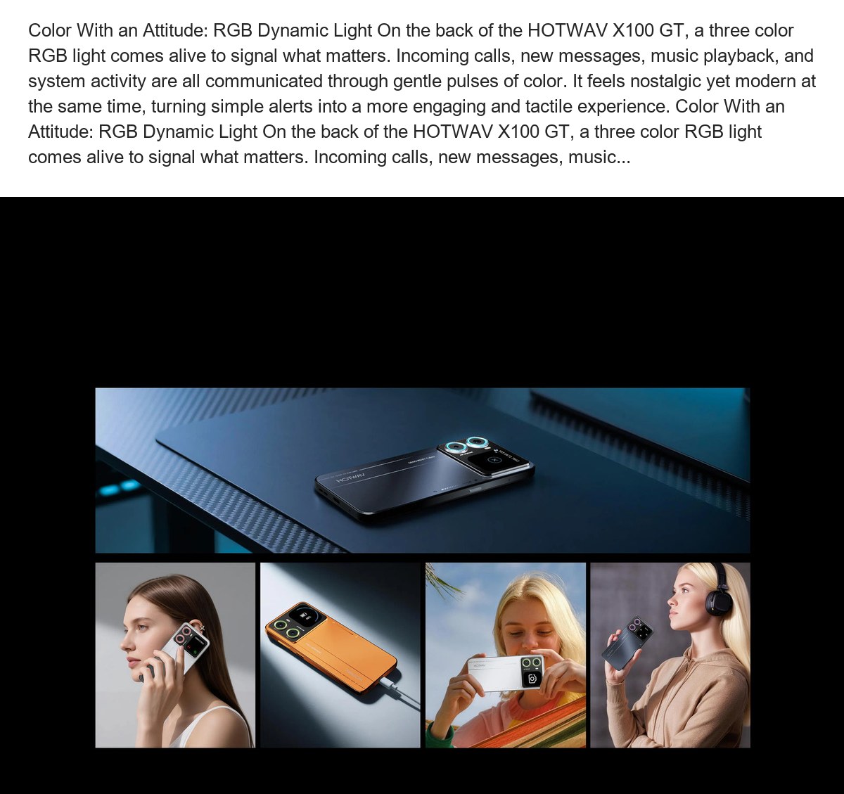 Color With an Attitude: RGB Dynamic Light On the back of the HOTWAV X100 GT, a three color RGB light comes alive to signal what ma - view 24
