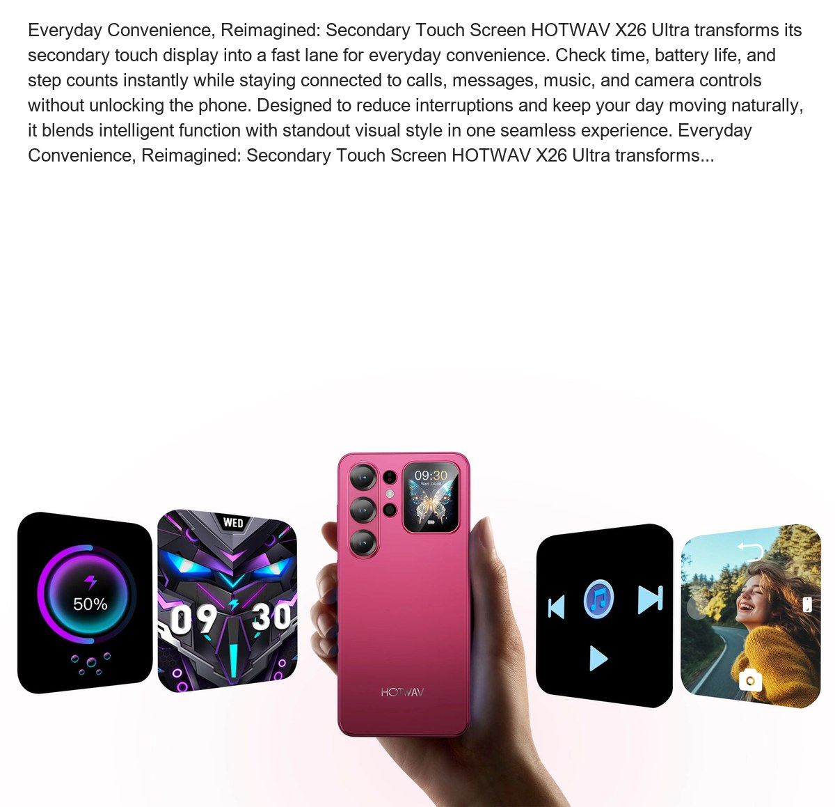 Everyday Convenience, Reimagined: Secondary Touch Screen HOTWAV X26 Ultra transforms its secondary touch display into a fast lane - view 8