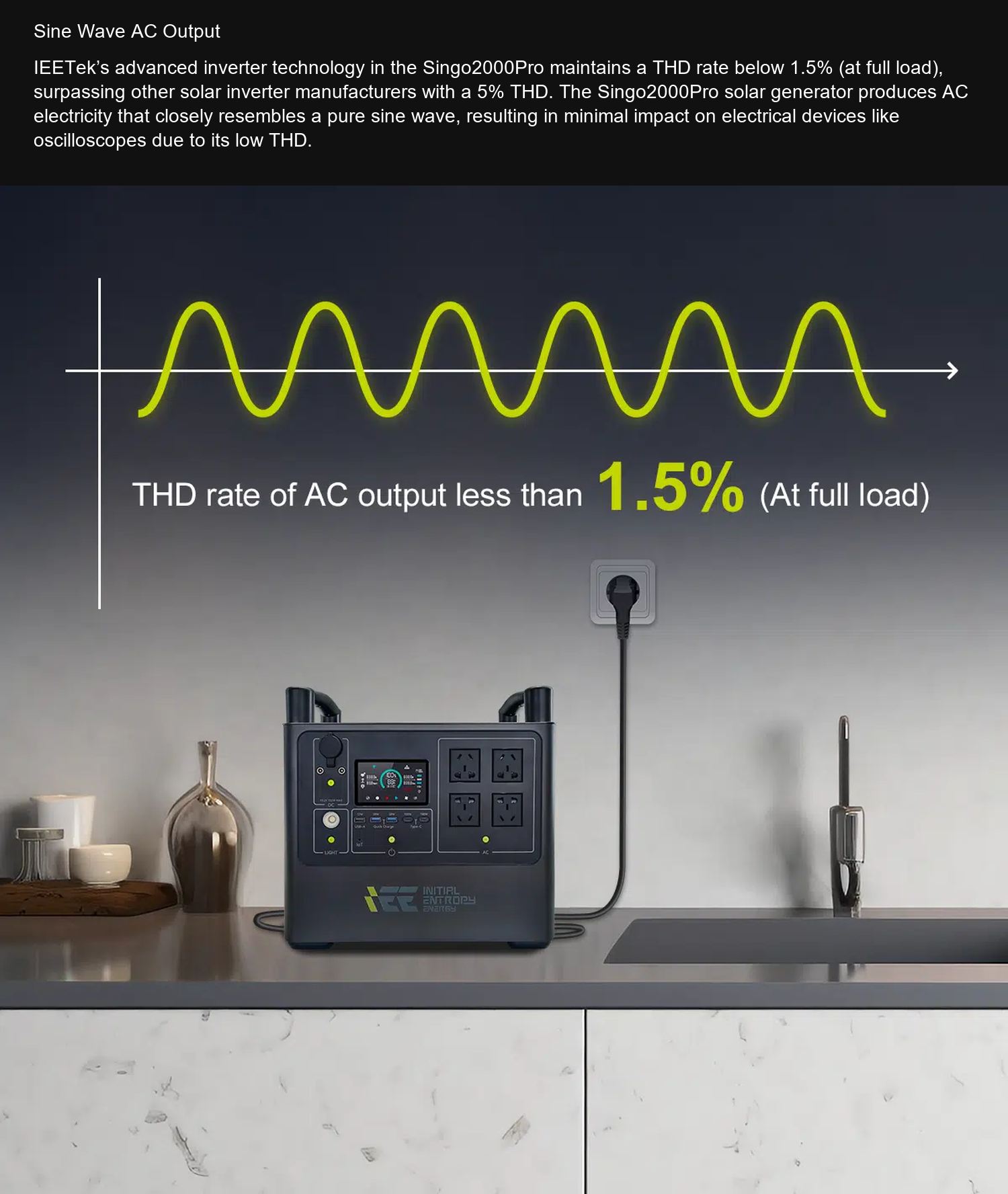 Singo2000Pro Sine Wave AC Output