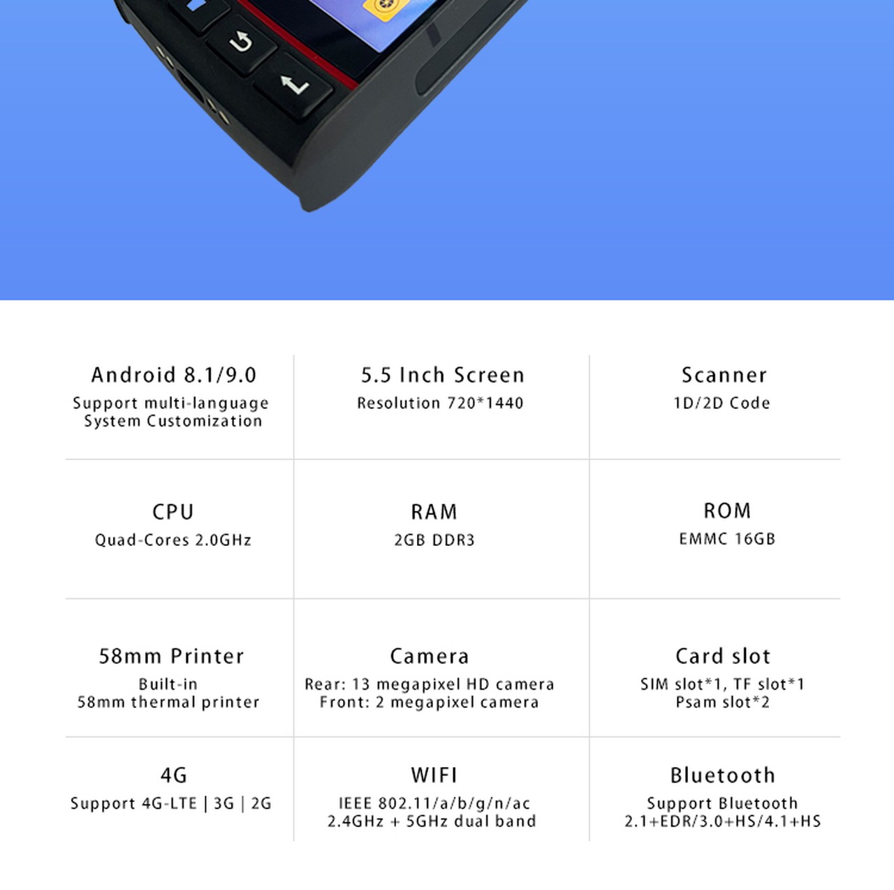 JEPOWER HT518-D60 Mobile Computers feature and specification details 1