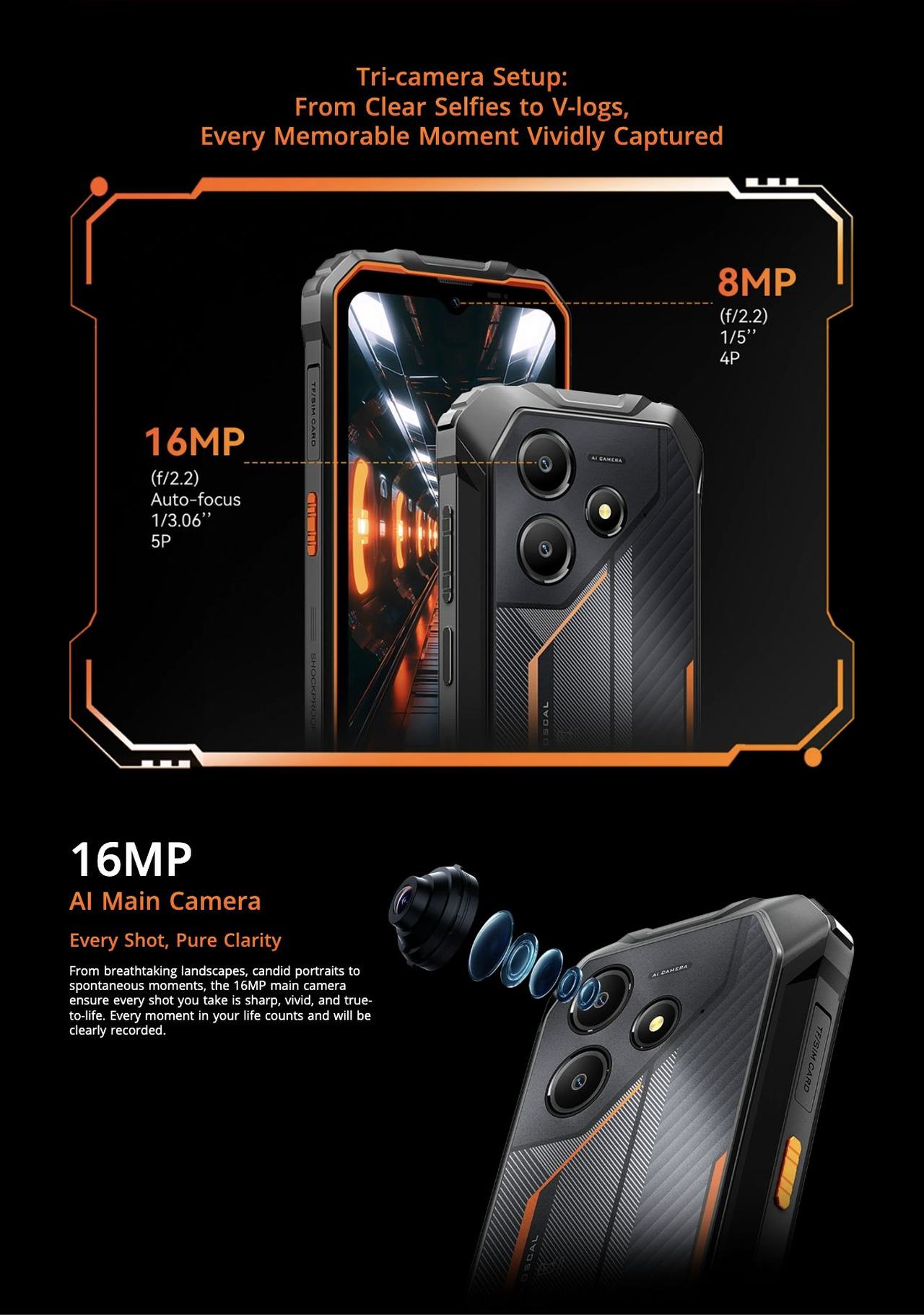 Tri-camera Setup:
From Clear Selfies to V-logs,
Every Memorable Moment Vividly Captured