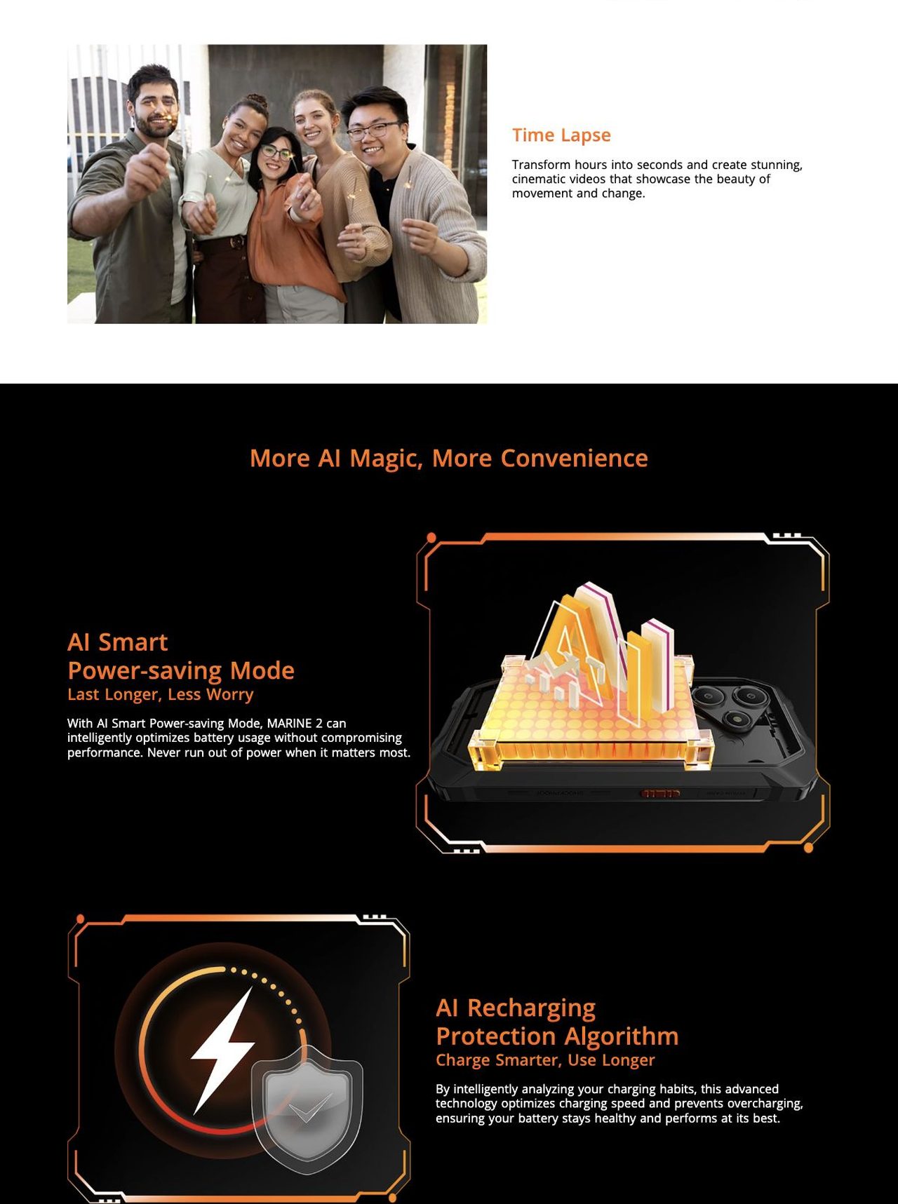 Pro
Adjust camera settings like a photographer for well-composed shots.
Time Lapse
Transform hours into seconds and create stunning, cinematic videos that showcase the beauty of