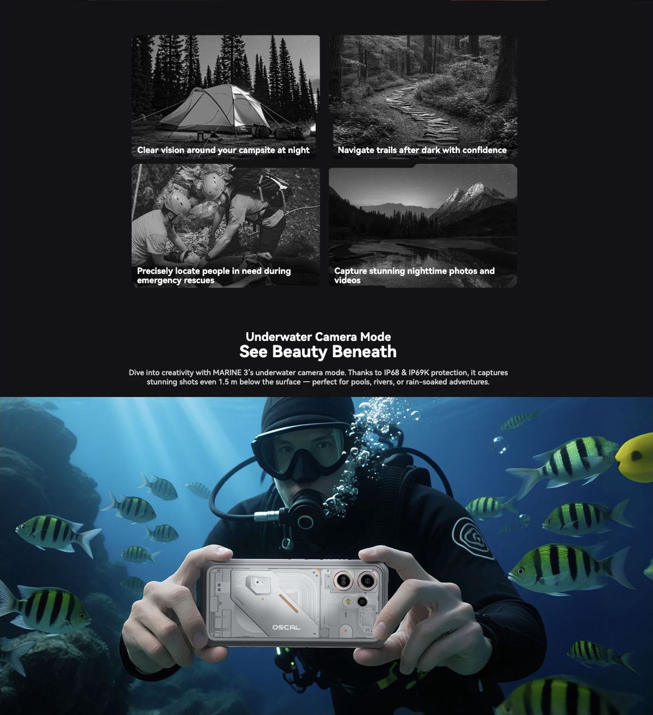 MARINE 3
Slimmer, Tougher, Smarter
6.56-inch 90Hz HD Display | Doke AI 2.0
Android 16 with DokeOS 5.0 | Infrared Night Vision
Industry-Leading
Rugged Performance
IP68
MIL-STD-810H