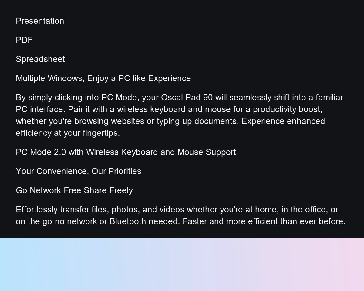 OSCAL Pad 90 product details
