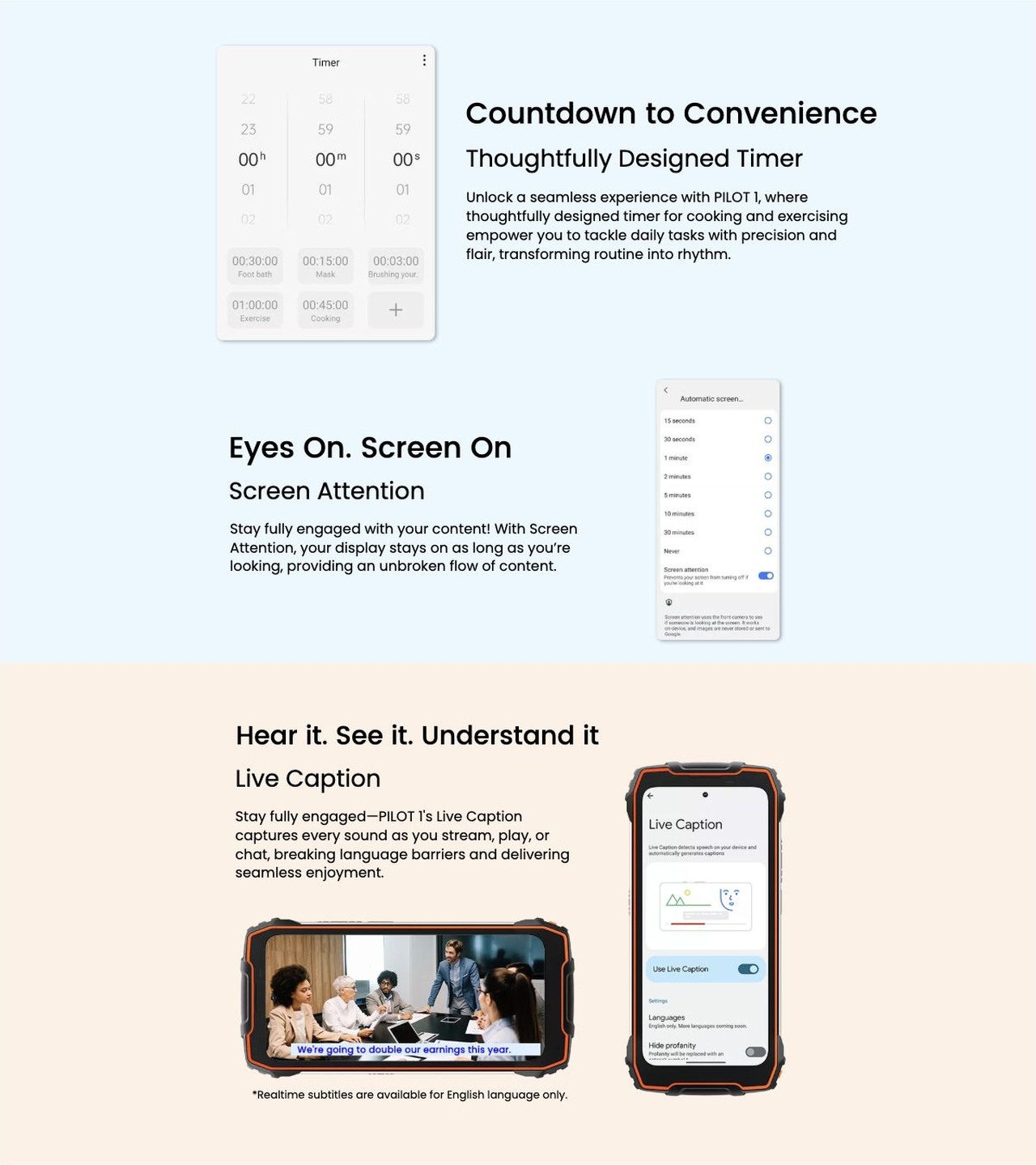 OSCAL PILOT 1 No.5
4th Gen DokeOS Upgraded from Primary Android 14
with Upgrades in Personalization, Fluency, Privacy &
Convenience--Worry-free Adventure Awaits!
Seamless Adventures, Powered by