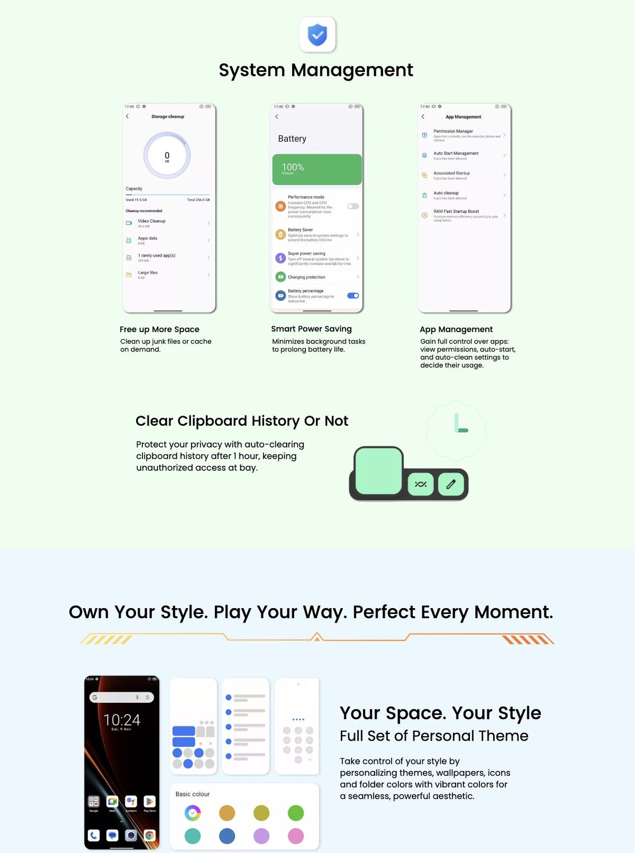 OSCAL PILOT 1 No.5
4th Gen DokeOS Upgraded from Primary Android 14
with Upgrades in Personalization, Fluency, Privacy &
Convenience--Worry-free Adventure Awaits!
Seamless Adventures, Powered by